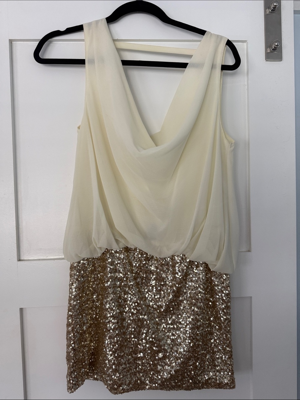 Windsor Cream Chiffon Top with Gold Sequin Skirt